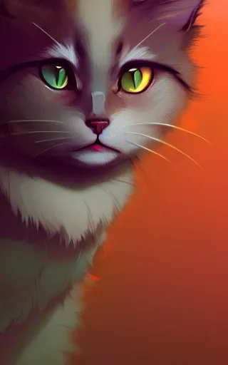 Image similar to cute cat, by victo ngai and andreas rocha and greg rutkowski, trending on artstation, unreal engine, 8 k hd wallpaperjpeg artifact, blur, artfact