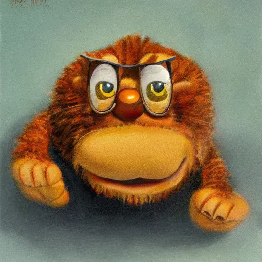Prompt: A realistic H.R. Griger painting of Garfield