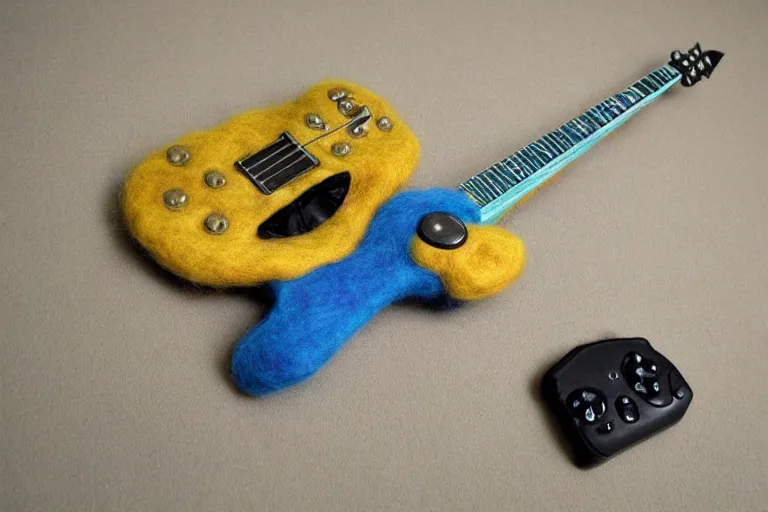 Image similar to call of duty : laundry time 2. dream needle felted guitar hero controller