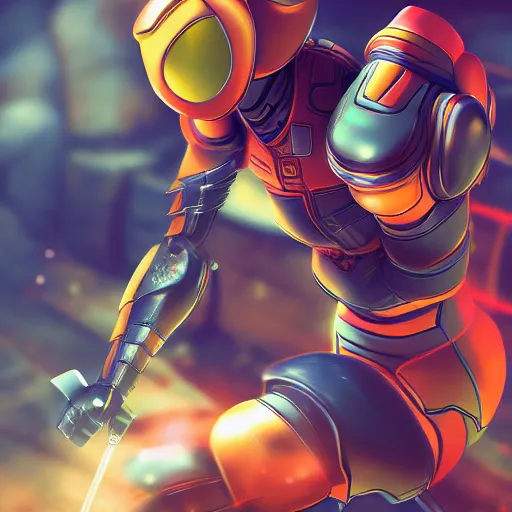 Image similar to samus the samurai android, trending on artstation, anime style