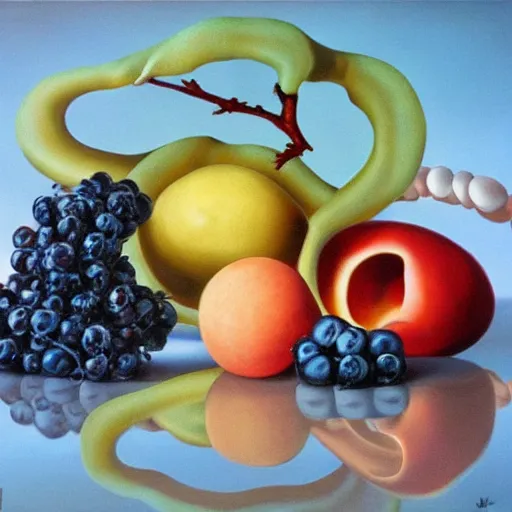 Prompt: forbidden fruit, surrealism, oil on canvas, high detail, masterpiece