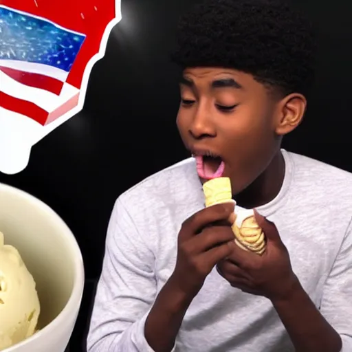 Image similar to YoungBoy never broke again eating ice cream 4K quality super realistic