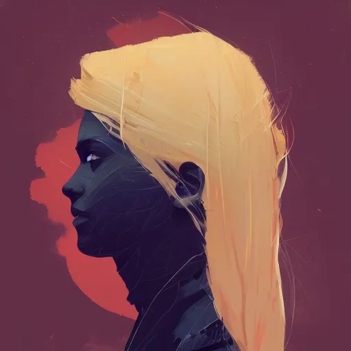 Image similar to Beautiful girl with blond hair profile picture by Greg Rutkowski, asymmetrical, Organic Painting , Matte Painting, geometric shapes, hard edges, street art, trending on the artstation:2 by Sachin Teng:4