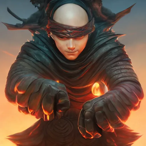 Image similar to dark and powerful unchanined ninja with a turtle face, D&D, fantasy, portrait, highly detailed, trending on artstation, sharp focus, art by artgerm and greg rutkowski and magali villeneuve