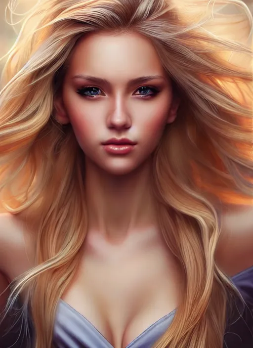 Prompt: realistic picture of a gorgeous female with long blonde hair in the style of stefan kostic, realistic, full body shot, wide angle, sharp focus, 8 k high definition, insanely detailed, intricate, elegant, art by stanley lau and artgerm, floating embers