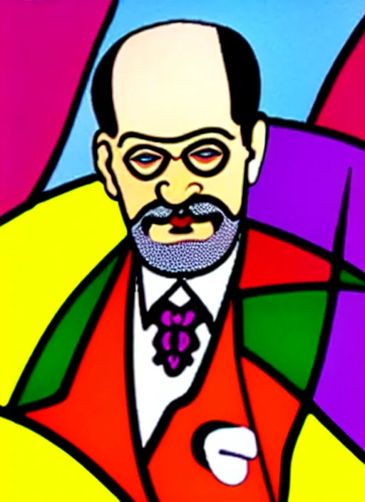 Image similar to a portrait of world of sigmund freud by romero britto