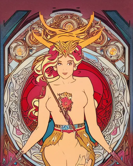 Image similar to She-Ra the Princess of Power, by Mucha, intricate, 8k,