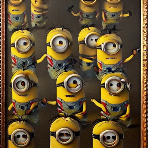 Minions oil painting by Leonardo Da Vinci, detailed | Stable Diffusion ...