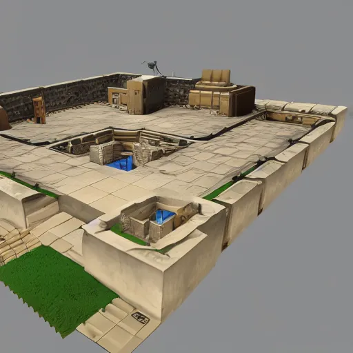 Prompt: A 3D render of the layout of ctf_2fort