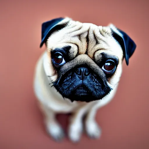 Image similar to a pug whose legs have been replaced with human legs, photo