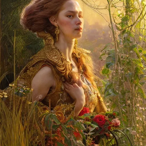 Image similar to highly detailed full portrait of a enchanted lioness in the form of a beautiful young princess. d & d, art by donato giancola and ruan jia and carl larsson and magali villeneuve. trending on artstation, intricate details, energetic composition, golden ratio, concept art, illustration, elegant art