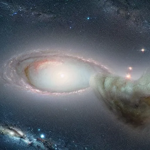 Image similar to a realistic photo of the universe split in half taken by james webb