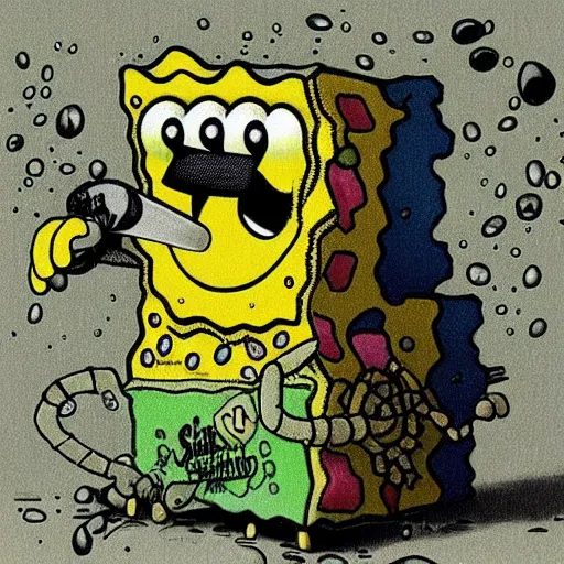 Prompt: spongebob by H.R. Giger