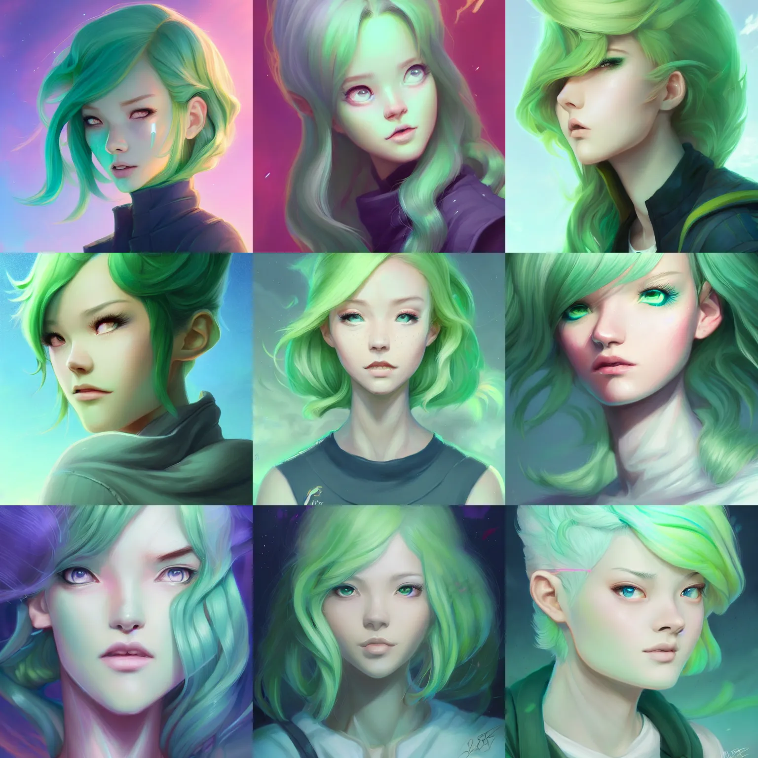 Prompt: a portrait of sky bri, pastel green, art by lois van baarle and loish and ross tran and rossdraws and sam yang and samdoesarts and artgerm and saruei and disney and wlop, digital art, highly detailed, intricate, sharp focus, trending on artstation hq, deviantart, unreal engine 5, 4 k uhd image