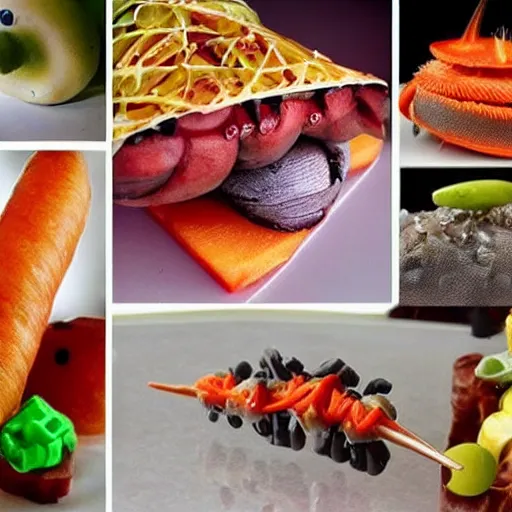 Image similar to strange and disgusting food, that is also futuristic