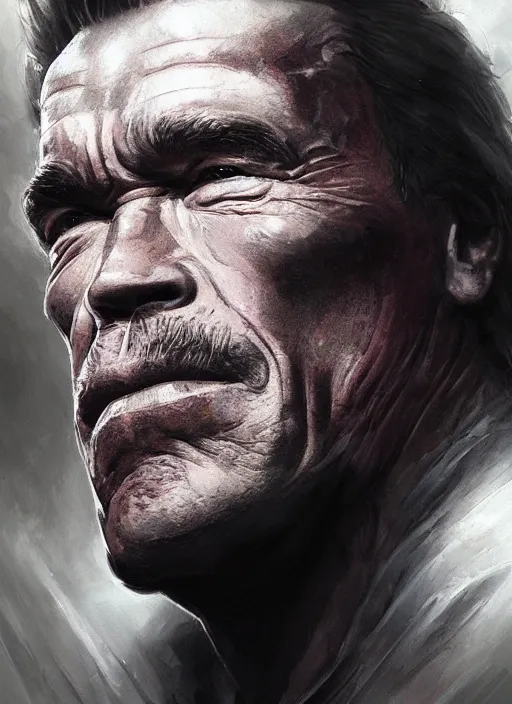 Prompt: Portrait Arnold Schwarzenegger, marvel comics, dark, intricate, highly detailed, smooth, artstation, digital illustration by Ruan Jia and Mandy Jurgens and Artgerm and Wayne Barlowe and Greg Rutkowski and Frank Frazetta