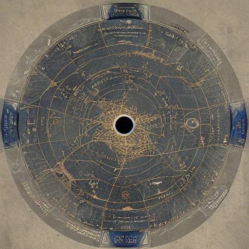 Prompt: lunar diagram, astrological map, portents of impending doom, bad omen, prophecy, end of the world, control panel by jessica rossier and brian froud