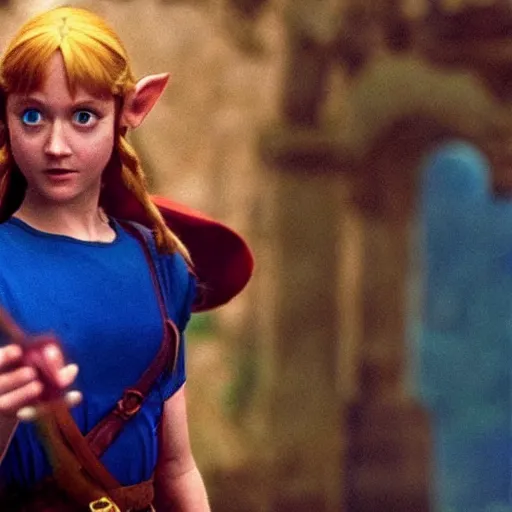 Image similar to Still of a movie adaptation of zelda, cinematic , technicolor