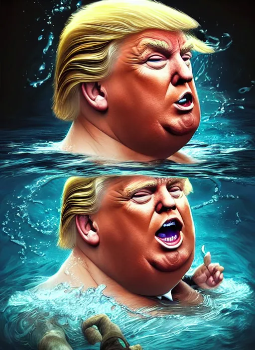 extremely fat donald trump, doggy paddling, deep | Stable Diffusion ...