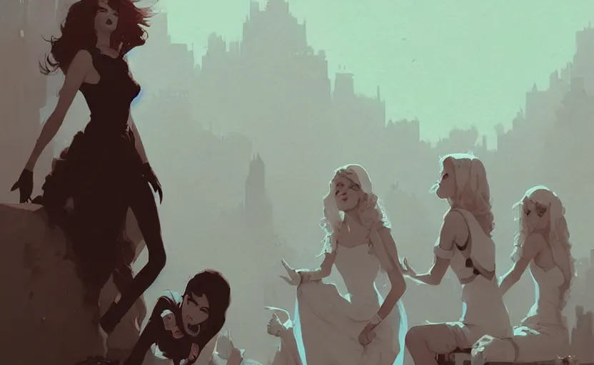 Image similar to celtic woman by atey ghailan, by greg rutkowski, by greg tocchini, by james gilleard, by joe fenton, by kaethe butcher, dynamic lighting, gradient light blue, brown, blonde cream and white color scheme, grunge aesthetic