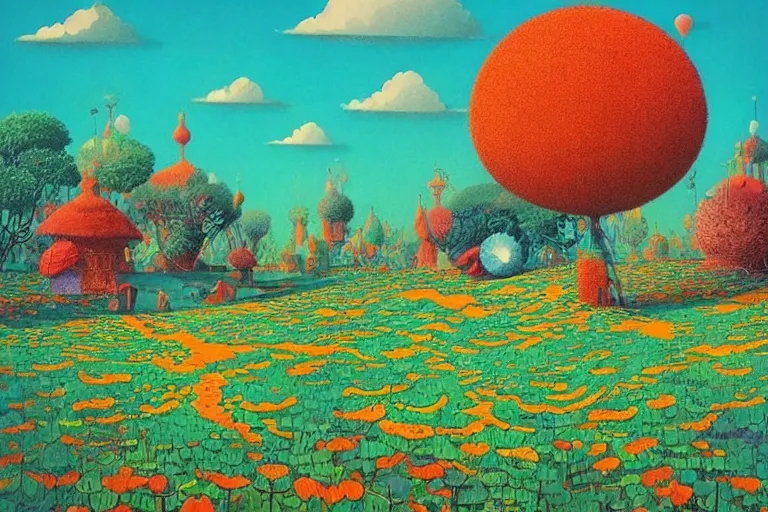 Image similar to surreal glimpse into other universe, hari merdeka, summer morning, very coherent and colorful high contrast, art by!!!! gediminas pranckevicius!!!!, geof darrow, floralpunk screen printing woodblock, dark shadows, hard lighting, stipple brush technique,