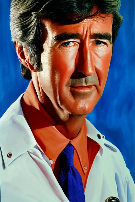 Image similar to photo realistic painting of randy mantooth starring in emergency! tv show, vivid colours, highly detailed, exotropia eyes