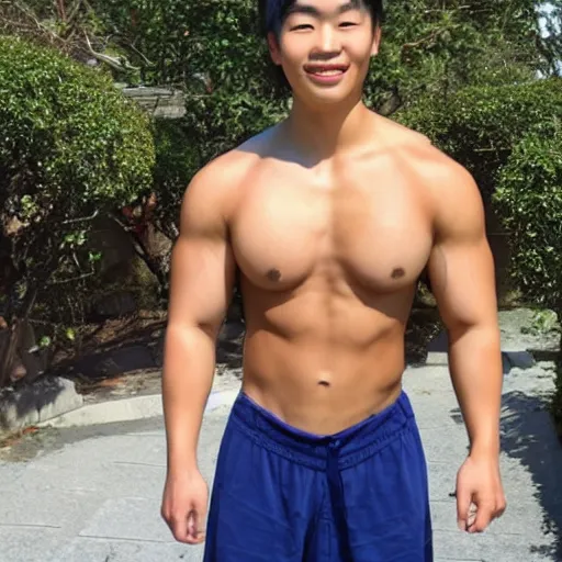 Image similar to byron li, age 1 7, extremely buff, 6 0 0 lbs