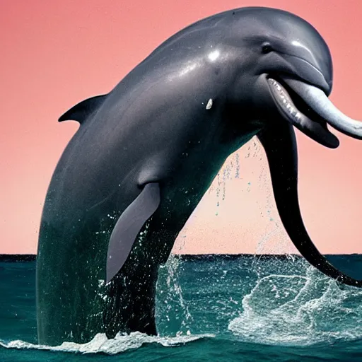 Prompt: a dolphin merged with an elephant, photomorph artwork