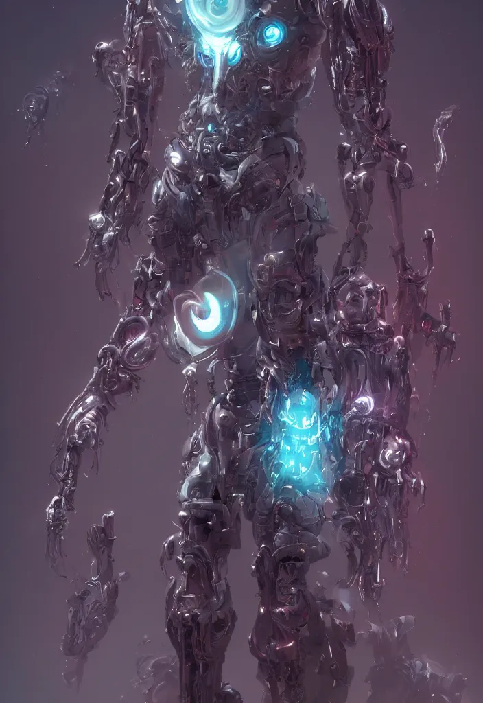 Image similar to benevolent android necromancer, aura of light, friendly, artificial intelligence, scifi, futuristic, highly detailed, trending on artstation, advanced technology, art by vitaly bulgarov and nivanh chanthara and lance wilkinson
