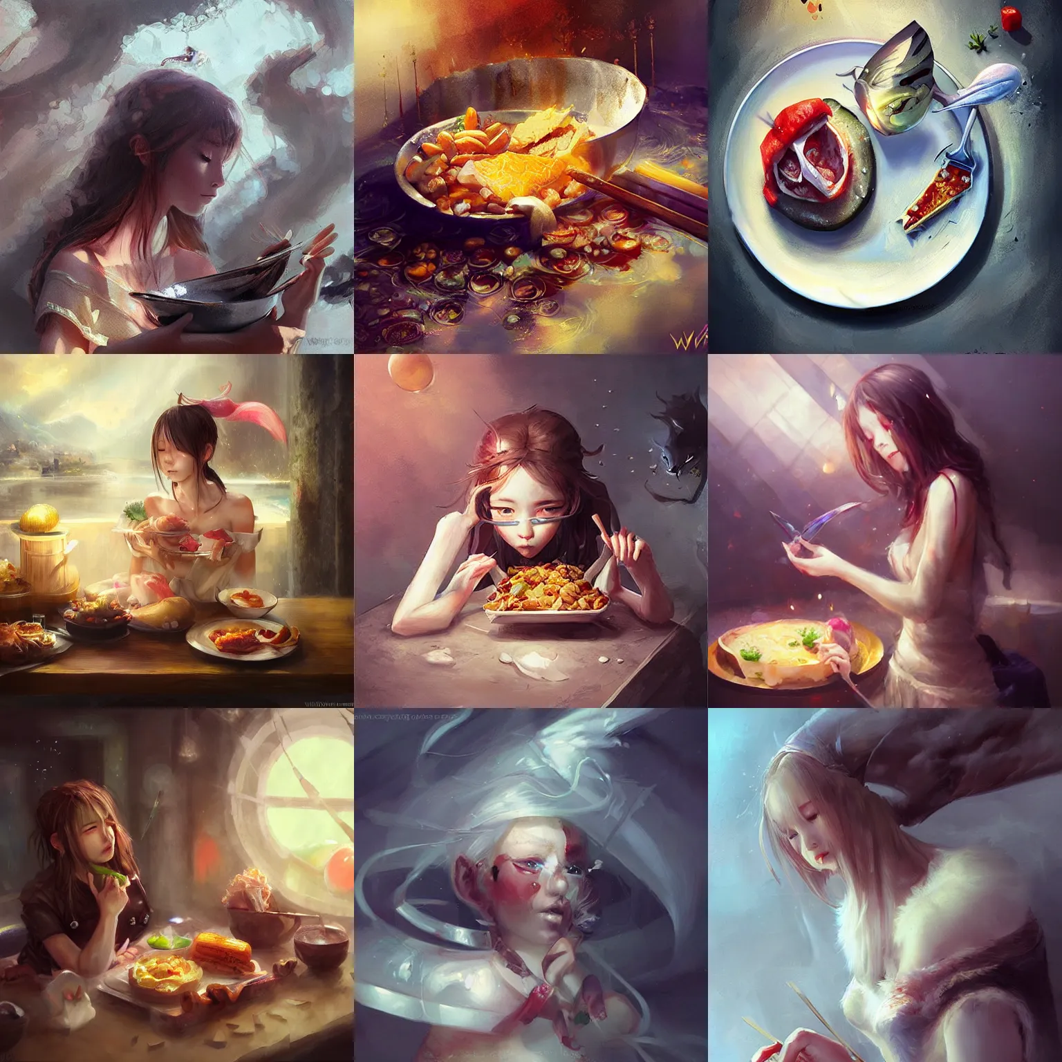 Prompt: food, fantasy art, fantasy, by wlop,