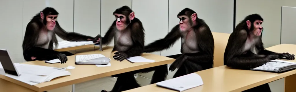 Image similar to monkeys as employees in the cubical offices