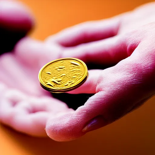 Prompt: Professional logo of a cat paw reaching for a golden coin.