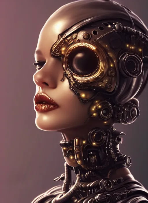 Image similar to soft lustrous ebony ivory biotech raver gutter punk gothic cyborg, golden ratio, details, scifi, fantasy, cyberpunk, intricate, decadent, highly detailed, digital painting, octane render, artstation, concept art, smooth, sharp focus, illustration, art by artgerm, loish, wlop