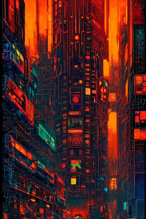 Image similar to beautiful cyberpunk acrylic painting, perfect lighting. professional design, intricate complexity, by dan mumford and by alberto giacometti, peter lindbergh, malevich, william stout