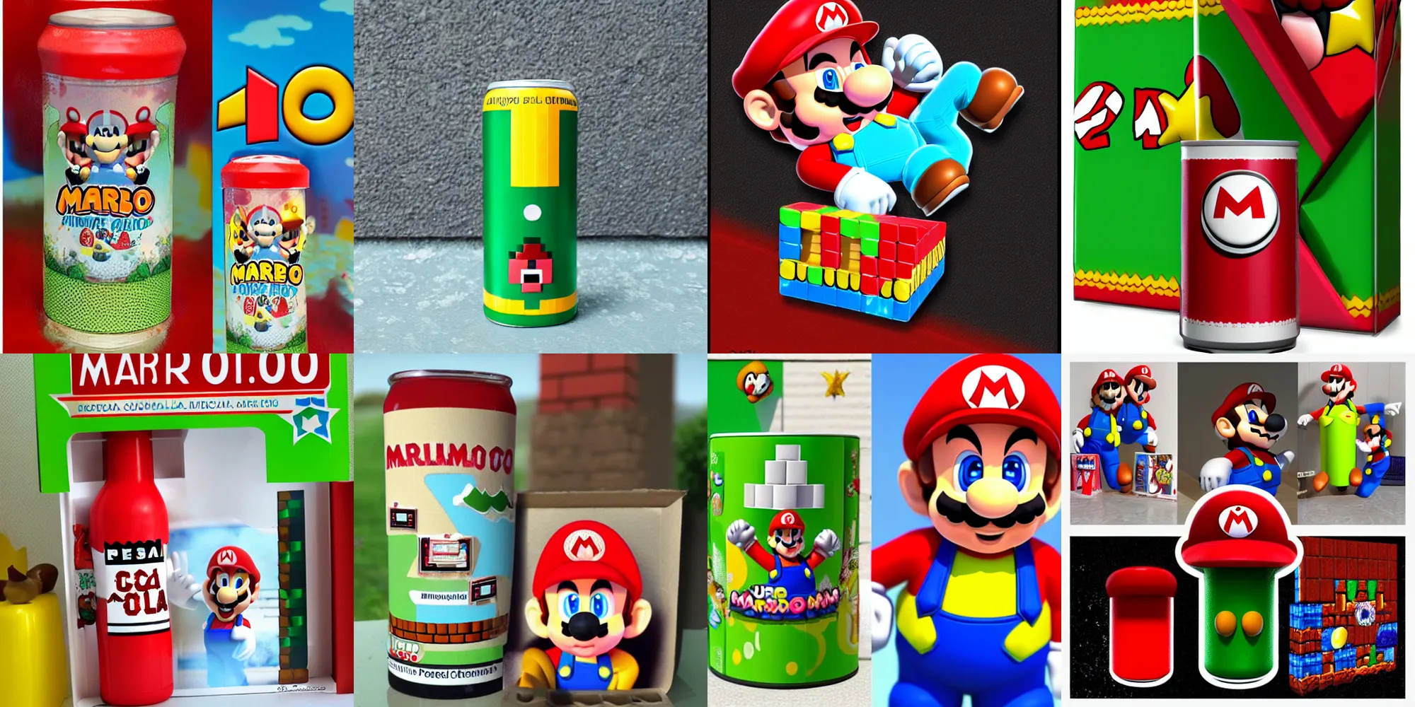 Prompt: Super Mario Cola, Award Winning package by Pearlfisher and Ziggurat