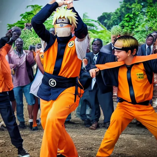 Prompt: real life naruto as africa president, award winning photograph