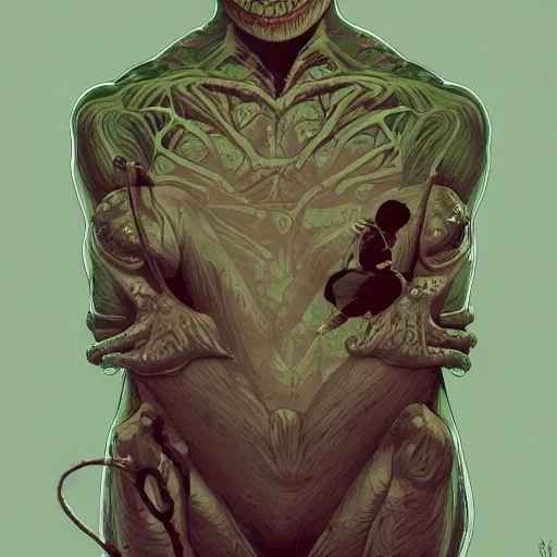 Prompt: a sleepy frog, horror, intricate details, cinematic, epic, realistic, anatomy, tomer hanuka, uplight, artstation, photorealistic, scary