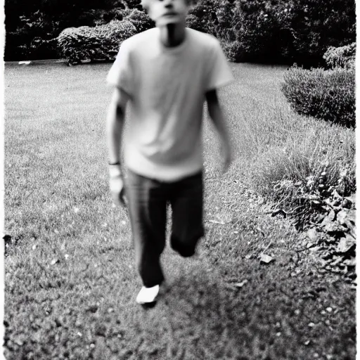 Image similar to Creepy alien caught walking on the backyard, candid amateur photo, full body shot, kodak film, 35mm lens