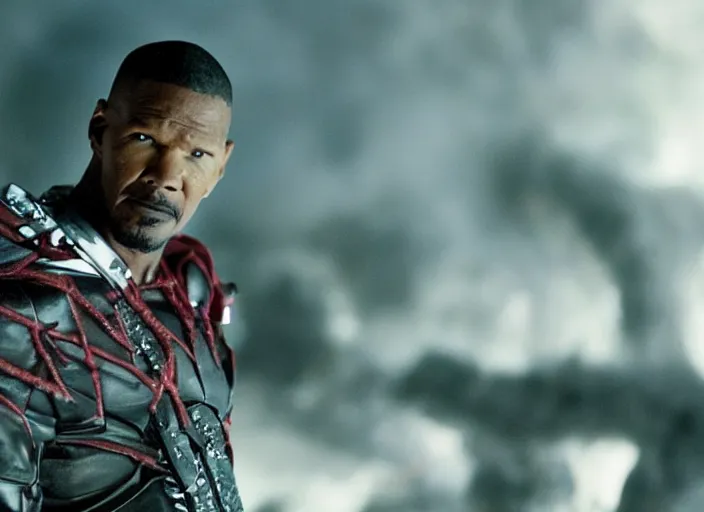 Image similar to film still of jamie foxx as spawn in the new spawn movie, 8 k