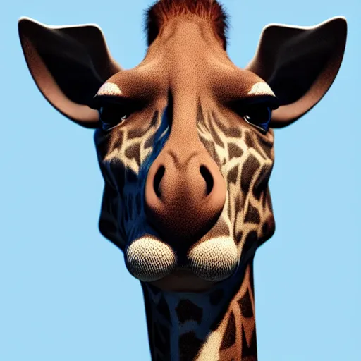 Image similar to a highly detailed portrait of a humanoid giraffe in a blue cloak, artstation, deviantart, professional, unreal engine 5, photorealistic