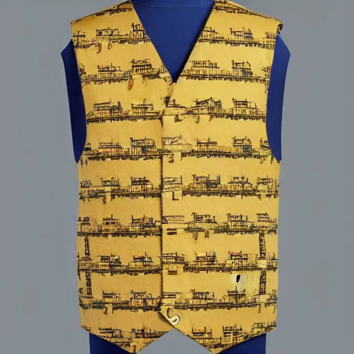 Prompt: a vest with a pattern of tractores