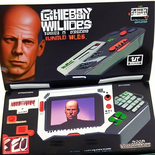 Image similar to the box for a Gameboy videogame that just loads a picture of Bruce Willis, no other gameplay features