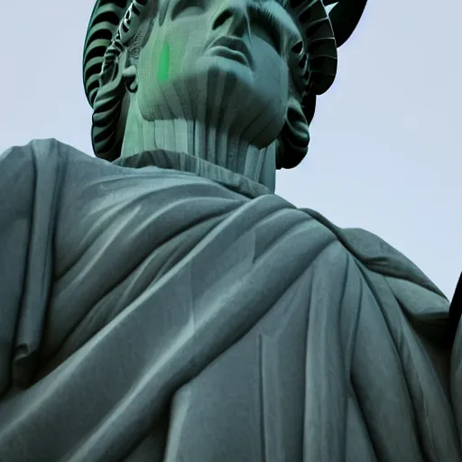 Prompt: mincraft steve at the statue of liberty, 4 k, photography, portrait, videogame