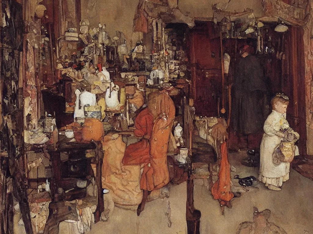 Image similar to a painting, oil on canvas, by carl larsson