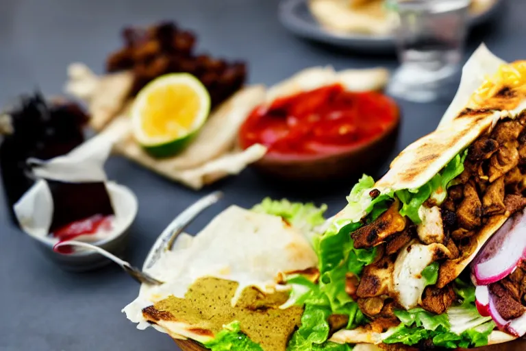 Image similar to juicy tasty shawarma. food photo award winner