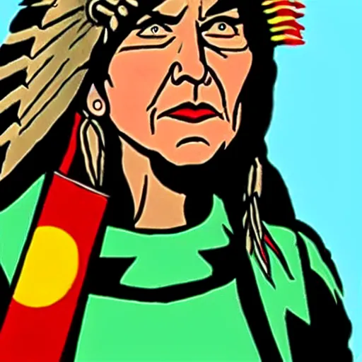 Prompt: liz warren as apache chief from superfriends,