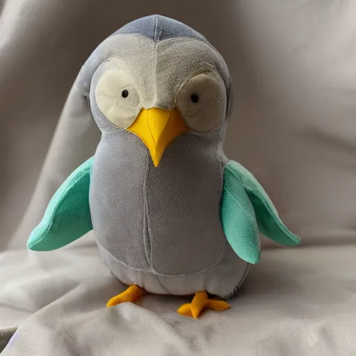 Image similar to a cute gryphon seagull plush doll