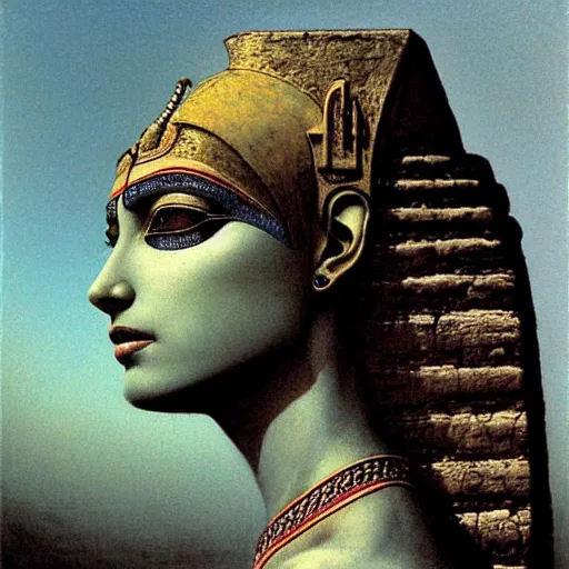 Image similar to egyptian princess by beksinski