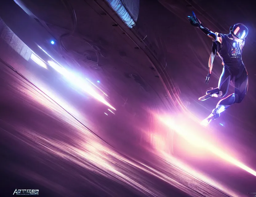 Image similar to highspeed hyper jump in space accelerated movement in the tunnel blurry forward movement glowing beams of light, hyper details, 4 k realistic, cryengine, realistic shaded lighting poster by artgerm, ross tran, fuji choko, 8 k resolution, trending on artstation, luxury