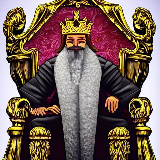 Prompt: A king with a beard sitting on his throne, realistic, detailed